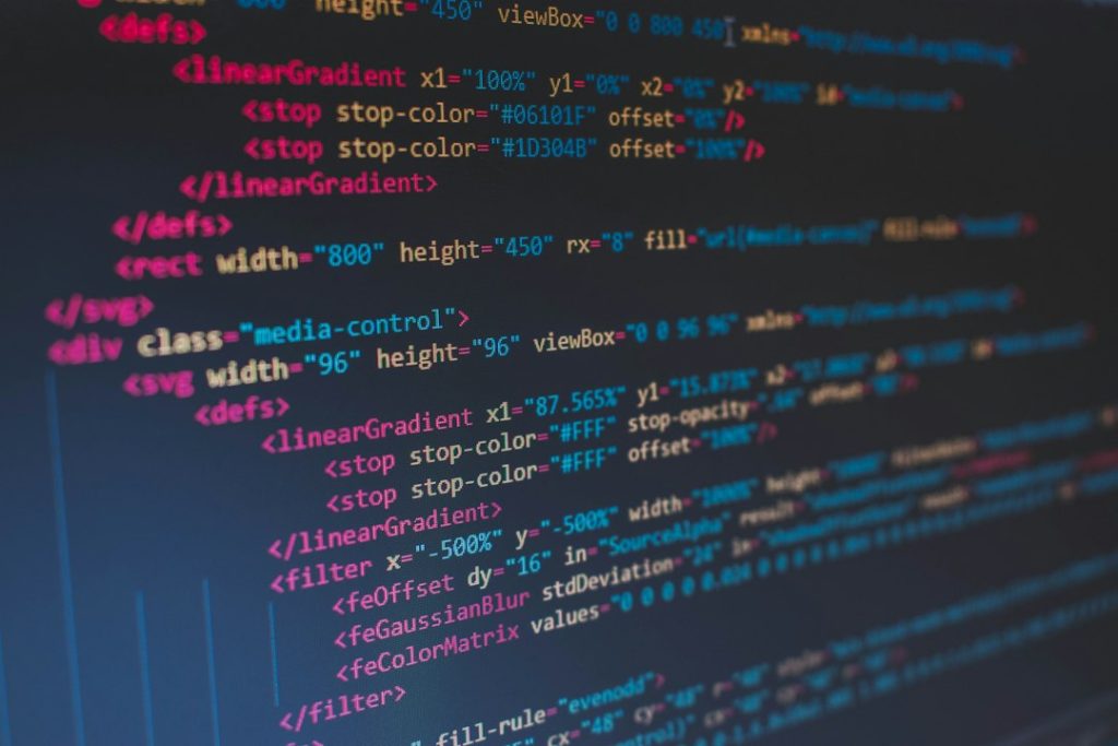 Código de programación en una pantalla